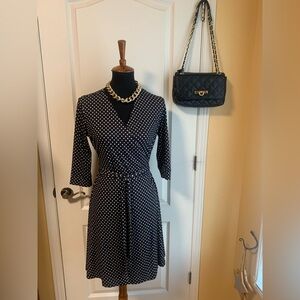 XC DVF Black and White Polka Dot wrap dress